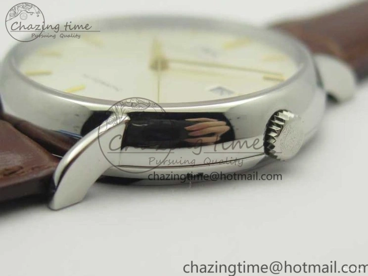 MIROTIME 0122 Portofino Automatic SS TWF 1:1 Best Edition Silver Dial Gold Markers on Brown Leather Strap A Bright 7203